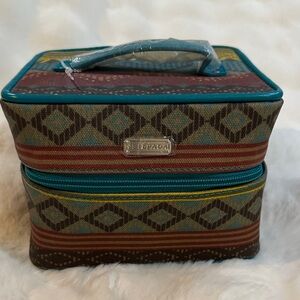 Silpada Teal and Red Patterned Jewelry Bag. NWOT